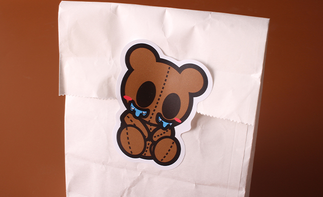 custom die cut sticker bear art 