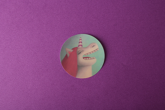 unicorn design round paper sticker