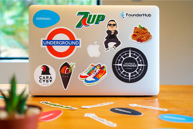 custom die cut laptop stickers 