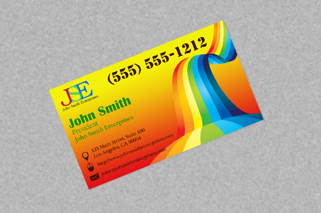 Bad business card design - Garish Colors and Font Choices