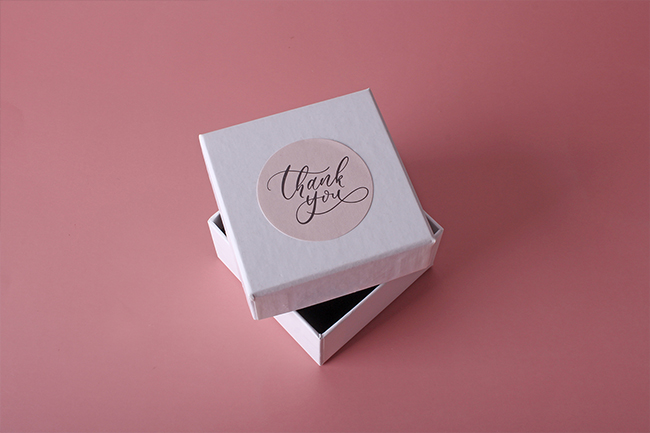 Pinkish thank you sticker.