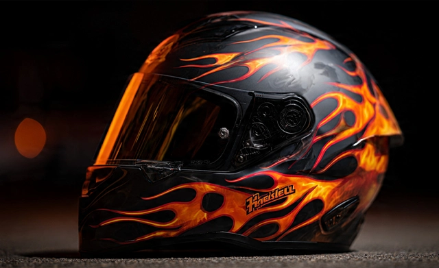 Flame-designed vinyl stickers used to build a strong brand identity on gear.
