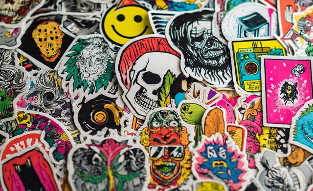 A wide variety of colorful and artistic die-cut stickers.