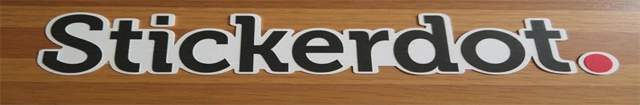 Close-up of a professionally printed StickerDot brand sticker.