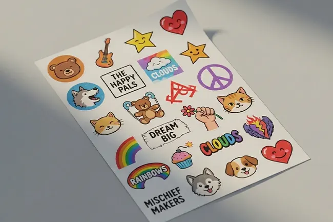 A multi-pack sticker sheet featuring various small heart and star stickers.