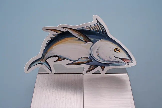 High-quality vinyl fish sticker with detailed illustration and a white border.