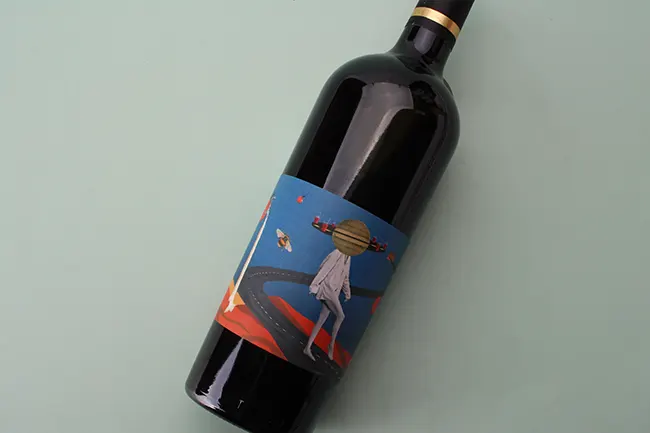 Surreal illustrative art used for modern spirit label design.